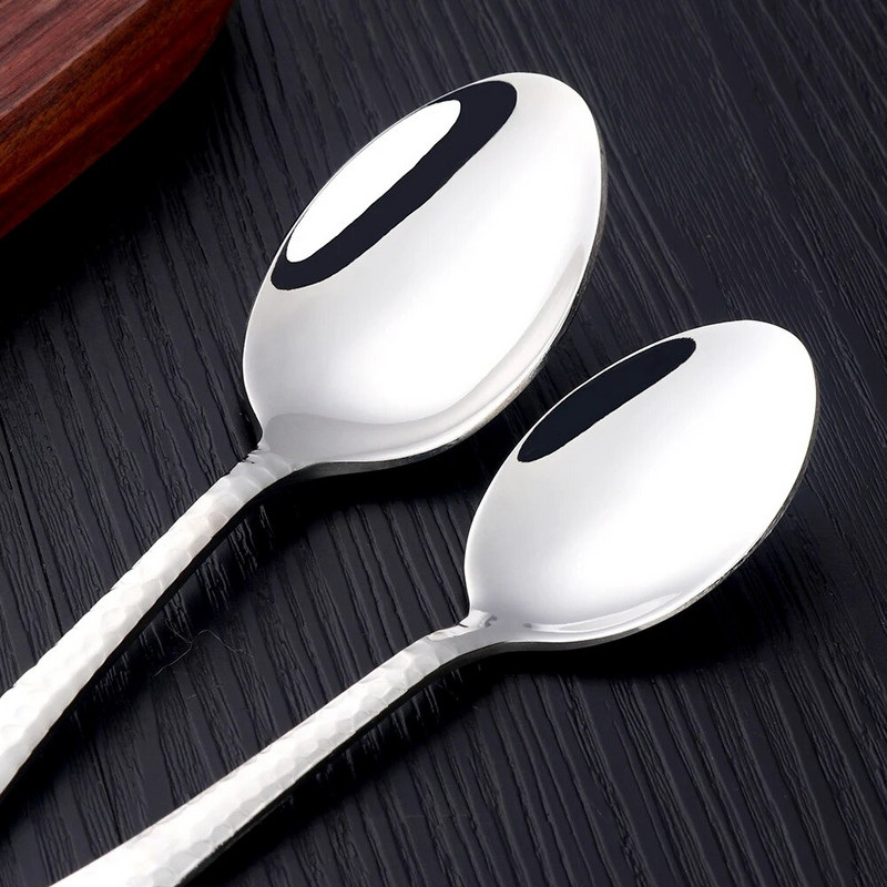 5 kom/lot Srebrni pribor za jelo od nehrđajućeg čelika Set posuđa Western Food Set posuđa za večeru Vilica Nož Žlica Set kuhinjskih alata s čekićem