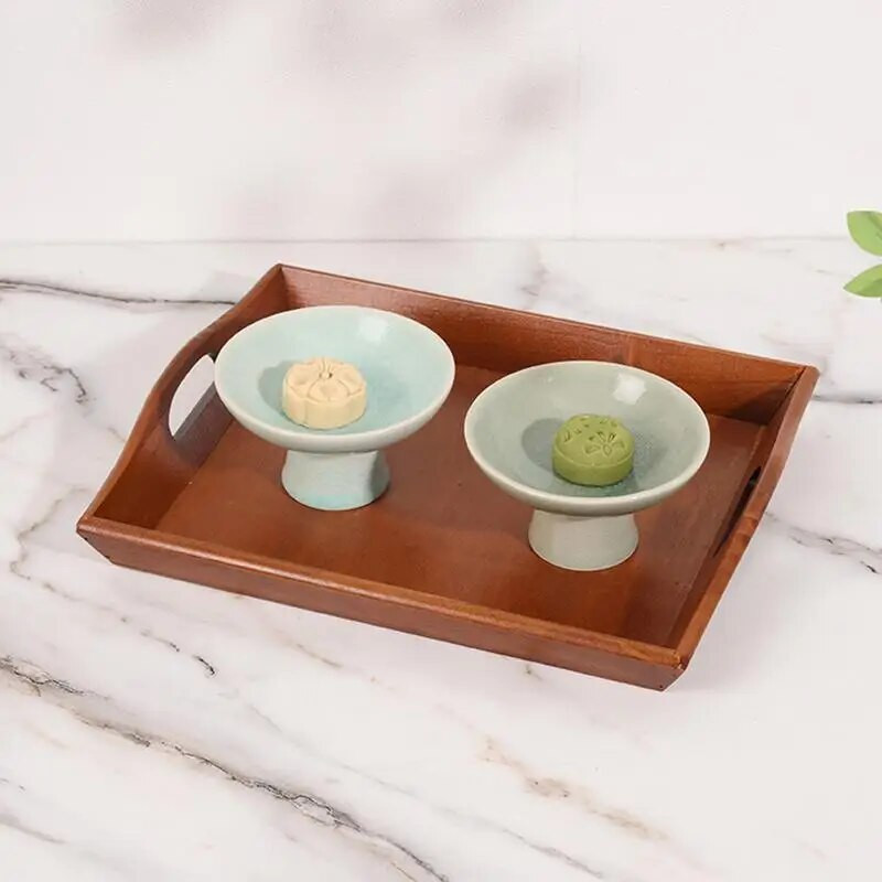 Drveni vintage pladanj za posluživanje velikog kapaciteta, podebljani tanjur za večeru za restorane, pravokutni pladanj s ručkama za dom