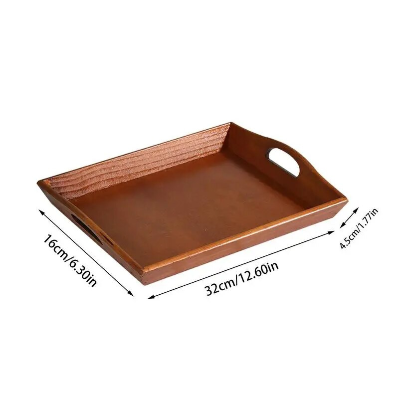 Drveni vintage pladanj za posluživanje velikog kapaciteta, podebljani tanjur za večeru za restorane, pravokutni pladanj s ručkama za dom