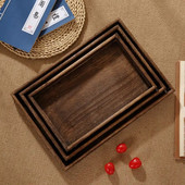 Drveni pladanj za posluživanje s ručkom Pladanj za jelo Jednostavan za čišćenje Pogodan za središnji dio radne površine Ukrasni rustikalni pravokutni