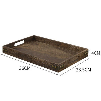 Drveni pladanj za posluživanje s ručkom Pladanj za jelo Jednostavan za čišćenje Pogodan za središnji dio radne površine Ukrasni rustikalni pravokutni