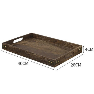 Drveni pladanj za posluživanje s ručkom Pladanj za jelo Jednostavan za čišćenje Pogodan za središnji dio radne površine Ukrasni rustikalni pravokutni