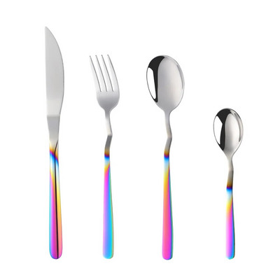 4Pcs/Set Rainbow Design V Set pribora za jelo Set posuđa od nehrđajućeg čelika Nož Vilica Žlica Set za jelo Kuhinjski pribor za jelo Set posuđa