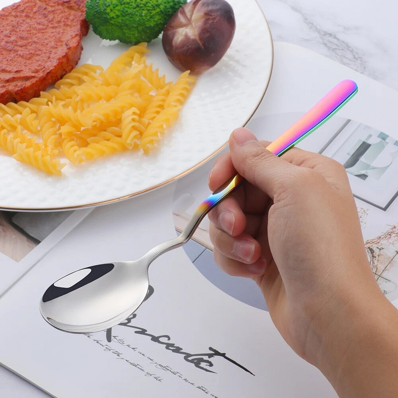 4Pcs/Set Rainbow Design V Set pribora za jelo Set posuđa od nehrđajućeg čelika Nož Vilica Žlica Set za jelo Kuhinjski pribor za jelo Set posuđa