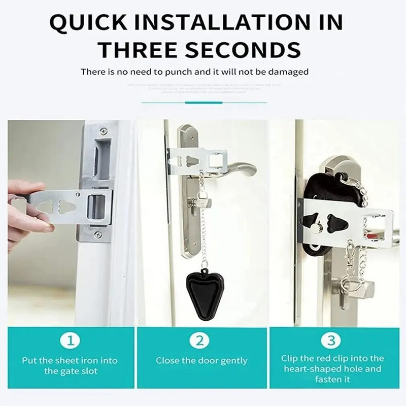 Nešiojami durų užraktai Dvigubos skylės Apsaugos durų spintelė Kelioniniai užrakinimo užraktai keliaujantiems Viešbutis Namai Butas Koledžas