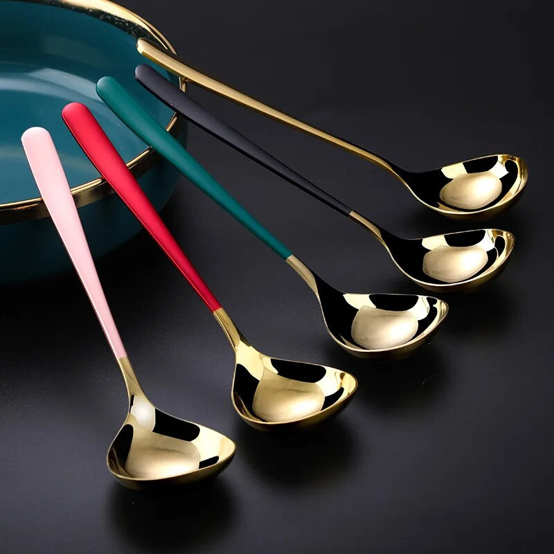 Obiteljska žlica za juhu s okruglom glavom od nehrđajućeg čelika s dugom ručkom Vrući lonac Ramen žlica za miješanje kaše Kuhinjsko posuđe Pribor za kuhanje