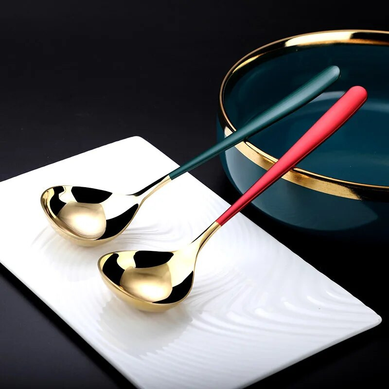 Obiteljska žlica za juhu s okruglom glavom od nehrđajućeg čelika s dugom ručkom Vrući lonac Ramen žlica za miješanje kaše Kuhinjsko posuđe Pribor za kuhanje