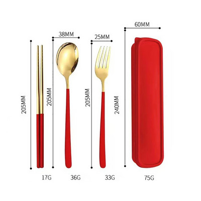 2/3 kom šarenog pribora za jelo Set pribora za jelo od nehrđajućeg čelika 304 Kuhinjsko ogledalo Zlatni set posuđa Štapići Vilica Žlica Set za jelo