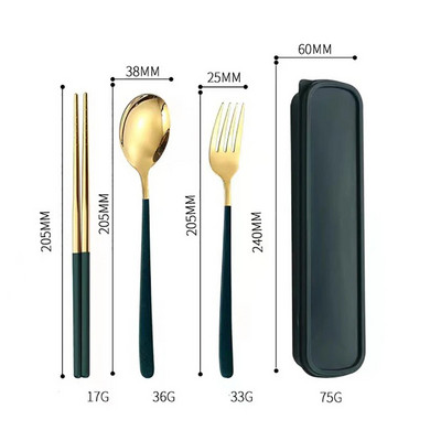 2/3 kom šarenog pribora za jelo Set pribora za jelo od nehrđajućeg čelika 304 Kuhinjsko ogledalo Zlatni set posuđa Štapići Vilica Žlica Set za jelo