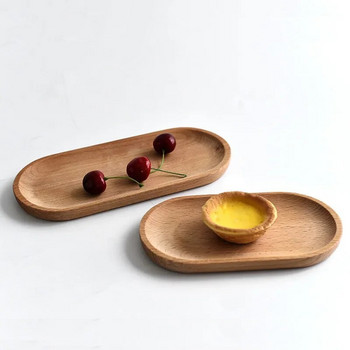 Овална чиния за храна в японски стил, дървена табла за сервиране, чинийка за чаша чай, чиния с плодове, палет за съхранение, декорация на кухненска маса, 18 см