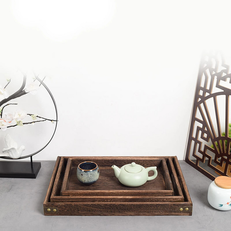 Puidust serveerimisalus õõnsa käepidemega Ottomani kandik Stiilne kohvilauale mõeldud hommikusöögialus Mitmeotstarbeline kandik