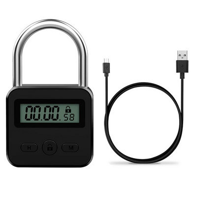 Smart Time Lock LCD displejs Elektroniskais taimera slēdzis USB uzlādējams taimeris Piekaramā slēdzene Ceļojumu elektroniskais taimeris