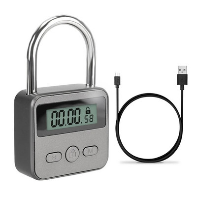 Smart Time Lock LCD displejs Elektroniskais taimera slēdzis USB uzlādējams taimeris Piekaramā slēdzene Ceļojumu elektroniskais taimeris