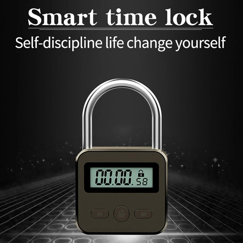 Smart Time Lock LCD displejs Elektroniskais taimera slēdzis USB uzlādējams taimeris Piekaramā slēdzene Ceļojumu elektroniskais taimeris