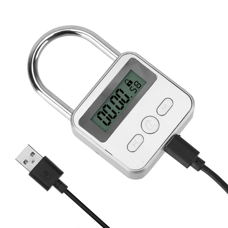 Smart Time Lock LCD displejs Elektroniskais taimera slēdzis USB uzlādējams taimeris Piekaramā slēdzene Ceļojumu elektroniskais taimeris