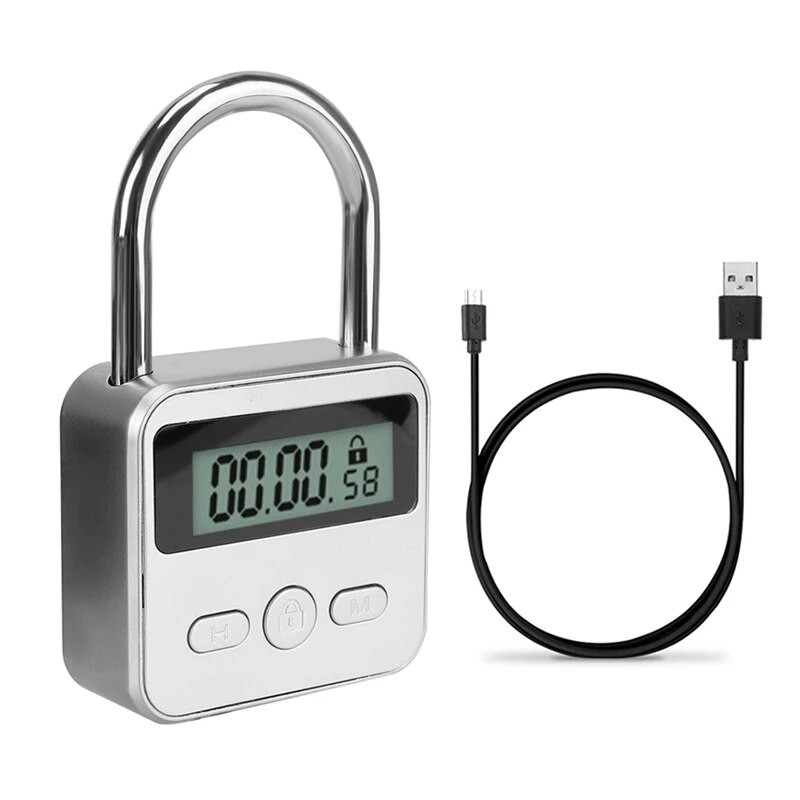 Smart Time Lock LCD displejs Elektroniskais taimera slēdzis USB uzlādējams taimeris Piekaramā slēdzene Ceļojumu elektroniskais taimeris
