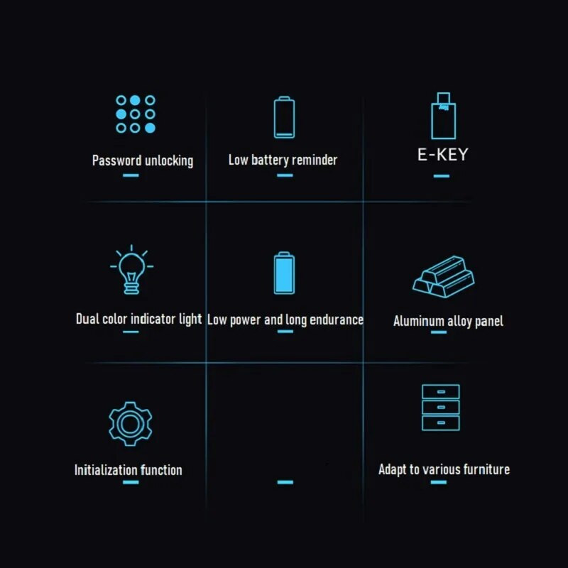 Išmanusis baldų užraktas Pirštų atspaudų slaptažodžio užraktas Tinka biuro dokumentų stalčių spintelėms Saunos laikymo spintelėms Smart Lock