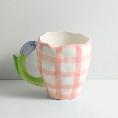 Ručno oslikano plavo nebo i bijeli oblaci Šalica za kavu s tanjurićem Keramička ručna izrada šalica za čaj Set tanjurića Slatki poklon Tazas De Cafe