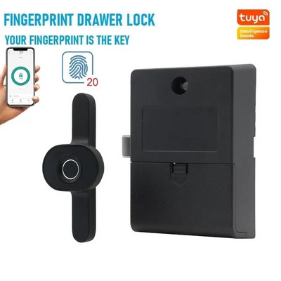 Smart Wood Door Drawer Lock Fingerprint Tuya APP Unlock Cabinet Door Lock Shoe Cabinet Anti-theft Storage Cabinet Lock