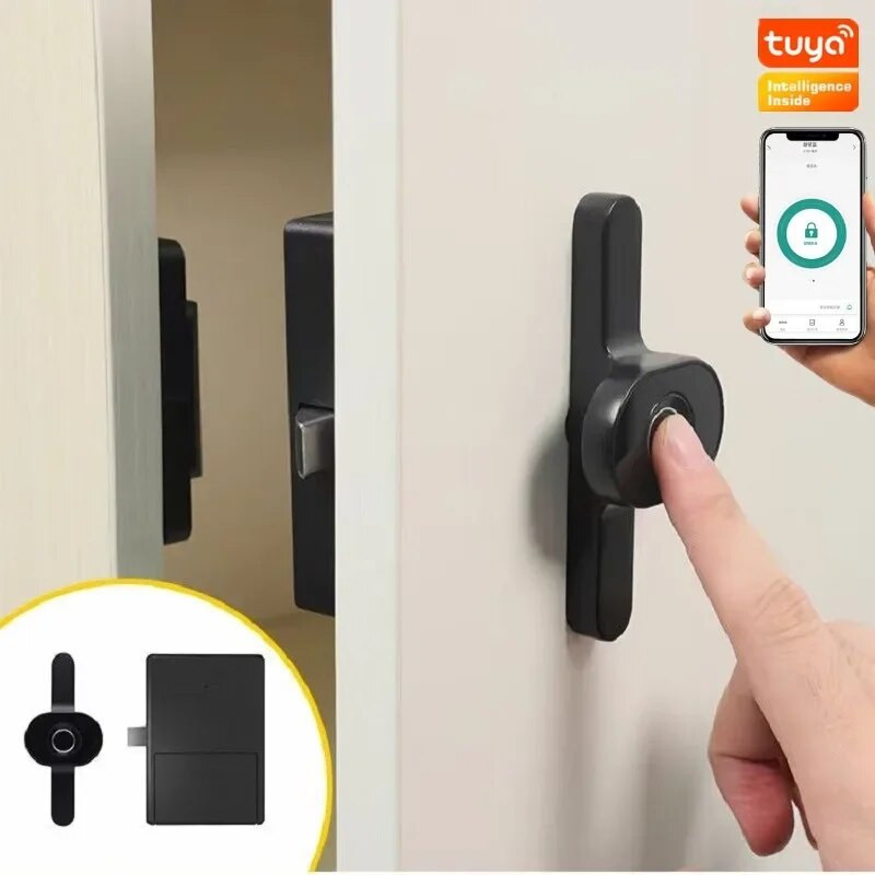 Smart Wood Door Drawer Lock Fingerprint Tuya APP Unlock Cabinet Door Lock Shoe Cabinet Anti-theft Storage Cabinet Lock