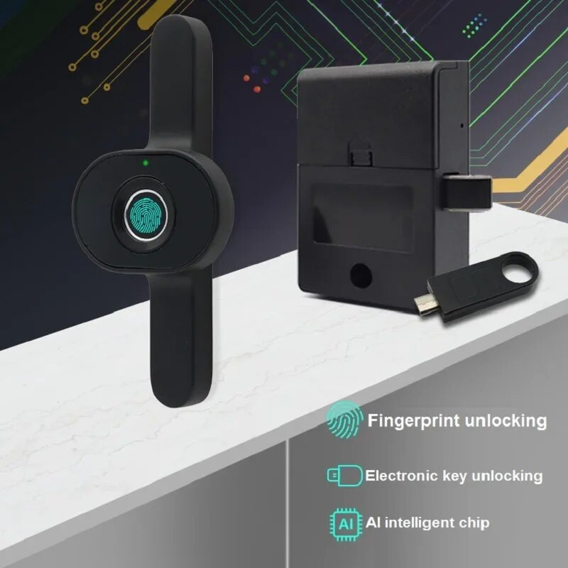 Smart Wood Door Drawer Lock Fingerprint Tuya APP Unlock Cabinet Door Lock Shoe Cabinet Anti-theft Storage Cabinet Lock