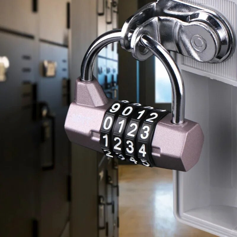 4 rinkimo skaitmenų numerio derinys Kelionės slaptažodžio užrakto derinys Pakabinamosios spynos, cinko lydinio kodinės užrakto apsaugos saugus kodas