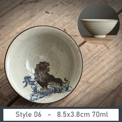 1 vnt Antikvarinis augalų pelenų porcelianinis arbatos puodelis Kelioninis keraminis arbatos dubuo nuo pleiskanų rankų darbo kūgio puodelis Retro meditacijos puodelis 70 ml