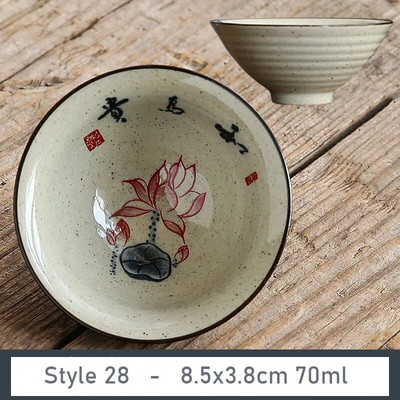 1 vnt Antikvarinis augalų pelenų porcelianinis arbatos puodelis Kelioninis keraminis arbatos dubuo nuo pleiskanų rankų darbo kūgio puodelis Retro meditacijos puodelis 70 ml
