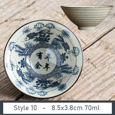 1 vnt Antikvarinis augalų pelenų porcelianinis arbatos puodelis Kelioninis keraminis arbatos dubuo nuo pleiskanų rankų darbo kūgio puodelis Retro meditacijos puodelis 70 ml