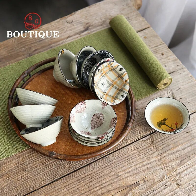 1 vnt Antikvarinis augalų pelenų porcelianinis arbatos puodelis Kelioninis keraminis arbatos dubuo nuo pleiskanų rankų darbo kūgio puodelis Retro meditacijos puodelis 70 ml