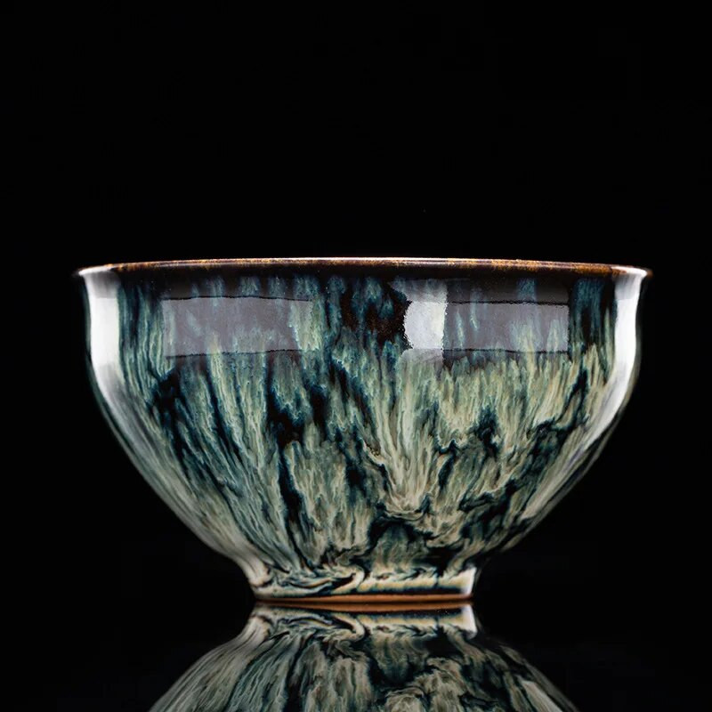 Vintage Multicolor Kiln Fambe Keramička šalica za čaj u japanskom stilu Retro ručno izrađena šalica za čaj Temmoku Glaze TeaSet Home Tea Bowl Master Cup