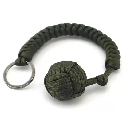 Въже за чадър за самозащита на открито, стоманена топка Monkey Fist, ключодържател Paracord Survival, аксесоари за защита на открито