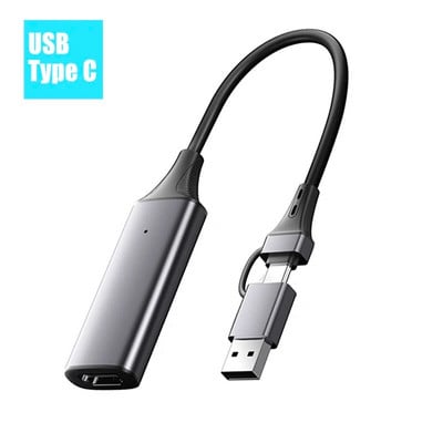 USB/tüüp C 2-ühes videosalvestuskaart 4K USBC HDTV 1080P arvutimängu salvestuskaameraga haaratsi otseülekanne PS4 Xbox Switchi jaoks