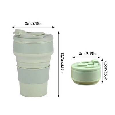 Silikoniniai sulankstomi kavos puodeliai Nešiojami lauke Kelioninis geriamasis puodelis Sulankstomas vandens arbatos puodelis su dangteliu, atsparus aukštai temperatūrai
