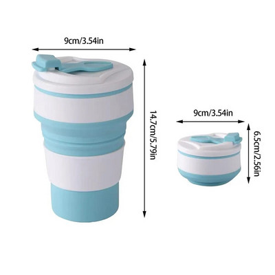 Silikoniniai sulankstomi kavos puodeliai Nešiojami lauke Kelioninis geriamasis puodelis Sulankstomas vandens arbatos puodelis su dangteliu, atsparus aukštai temperatūrai