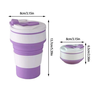 Silikoniniai sulankstomi kavos puodeliai Nešiojami lauke Kelioninis geriamasis puodelis Sulankstomas vandens arbatos puodelis su dangteliu, atsparus aukštai temperatūrai