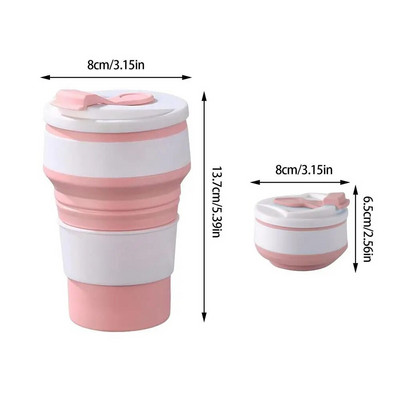 Silikoniniai sulankstomi kavos puodeliai Nešiojami lauke Kelioninis geriamasis puodelis Sulankstomas vandens arbatos puodelis su dangteliu, atsparus aukštai temperatūrai