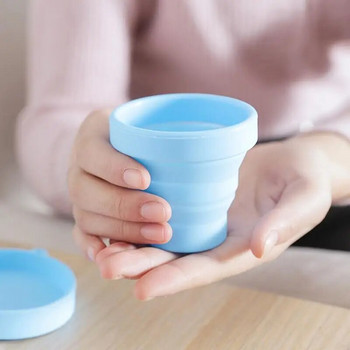 170ML Силиконови прибиращи се сгъваеми чаши от неръждаема стомана Телескопични сгъваеми чаши за кафе Спорт на открито Чаша за вода Чаша за пътуване