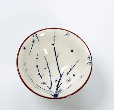 1 БР. Традиционна синя и бяла порцеланова чаша за чай Купа за чай против нагар, ръчно рисувана керамична конусна чаша Чаши за медитация Чаен комплект