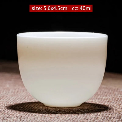 Individualizuotas Dehua ėriuko riebalų nefrito arbatos puodelis Kinijos keramikos vienetiniai puodeliai Buitinis baltos porcelianinės arbatos rinkinys Nešiojamas pagrindinis puodelis