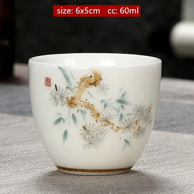 Individualizuotas Dehua ėriuko riebalų nefrito arbatos puodelis Kinijos keramikos vienetiniai puodeliai Buitinis baltos porcelianinės arbatos rinkinys Nešiojamas pagrindinis puodelis
