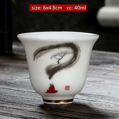 Individualizuotas Dehua ėriuko riebalų nefrito arbatos puodelis Kinijos keramikos vienetiniai puodeliai Buitinis baltos porcelianinės arbatos rinkinys Nešiojamas pagrindinis puodelis