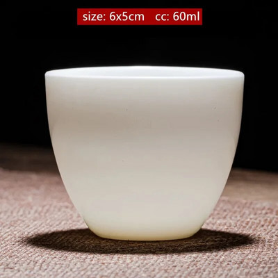 Individualizuotas Dehua ėriuko riebalų nefrito arbatos puodelis Kinijos keramikos vienetiniai puodeliai Buitinis baltos porcelianinės arbatos rinkinys Nešiojamas pagrindinis puodelis