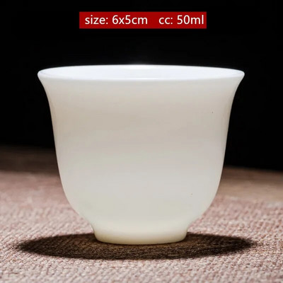 Individualizuotas Dehua ėriuko riebalų nefrito arbatos puodelis Kinijos keramikos vienetiniai puodeliai Buitinis baltos porcelianinės arbatos rinkinys Nešiojamas pagrindinis puodelis