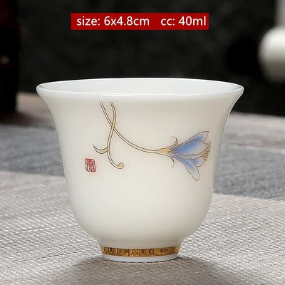 Individualizuotas Dehua ėriuko riebalų nefrito arbatos puodelis Kinijos keramikos vienetiniai puodeliai Buitinis baltos porcelianinės arbatos rinkinys Nešiojamas pagrindinis puodelis
