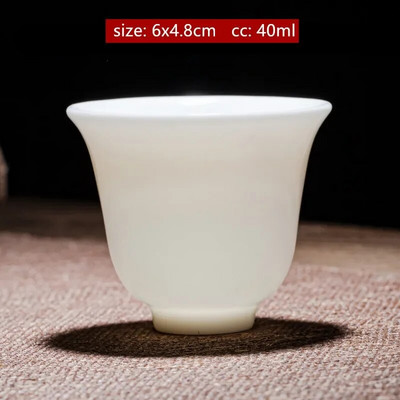 Individualizuotas Dehua ėriuko riebalų nefrito arbatos puodelis Kinijos keramikos vienetiniai puodeliai Buitinis baltos porcelianinės arbatos rinkinys Nešiojamas pagrindinis puodelis