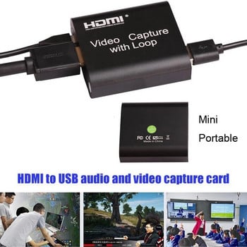 Rullz Loop out Συσκευή λήψης ήχου βίντεο Κάρτα λήψης HDMI 4K 1080P USB 2.0 Game Grabber Live Streaming Box για κάμερα DVD PS4
