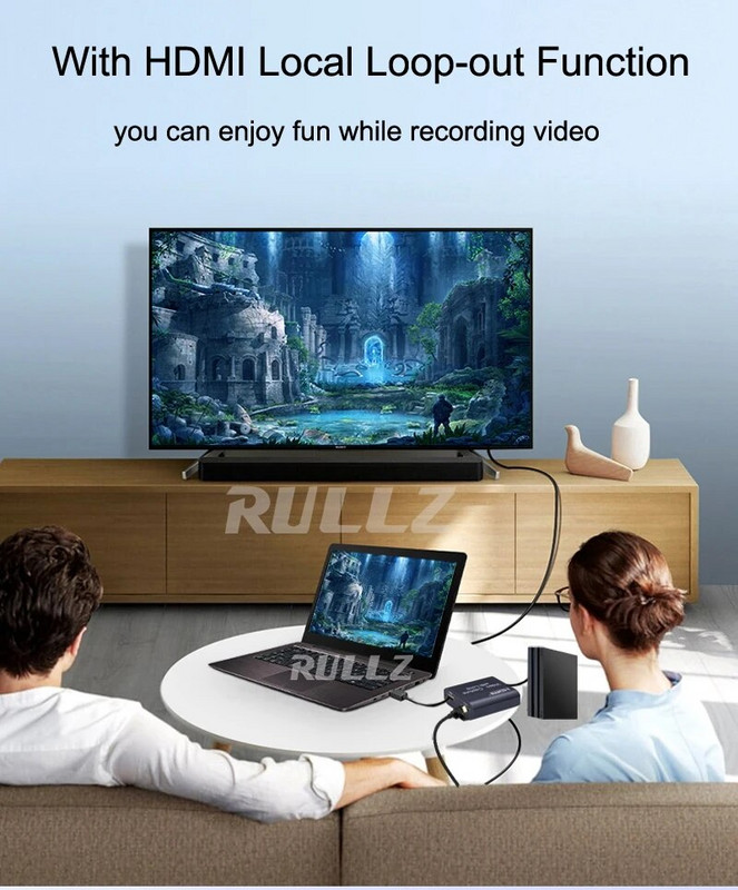 Rullz Loop out Audio Video rögzítőeszköz HDMI Capture Card 4K 1080P USB 2.0 Game Grabber Live Streaming Box PS4 DVD kamerához