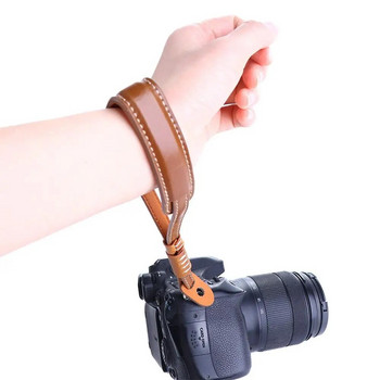 Λουράκι καρπού κάμερας DSLR PU Δερμάτινο κορδόνι για ψηφιακή φωτογραφική μηχανή Μαύρο καφέ ρετρό λουράκι καρπού κάμερας
