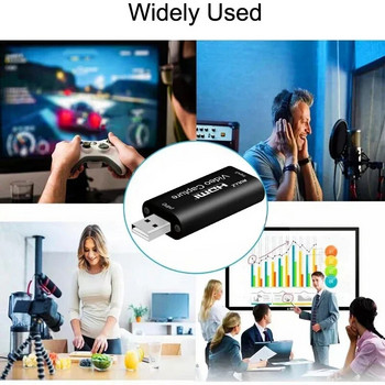 Κάρτα λήψης βίντεο 4K USB 2.0 HDMI Video Grabber Κουτί εγγραφής παιχνιδιών για PS4 PS5 DVD βιντεοκάμερα Εγγραφή κάμερας HD Ζωντανή ροή υπολογιστή